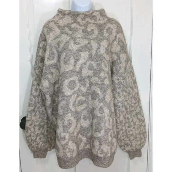 RD Style Conscious Womens Sweater Large Brown Beige Animal Print Mohair Blend - Picture 10 of 13